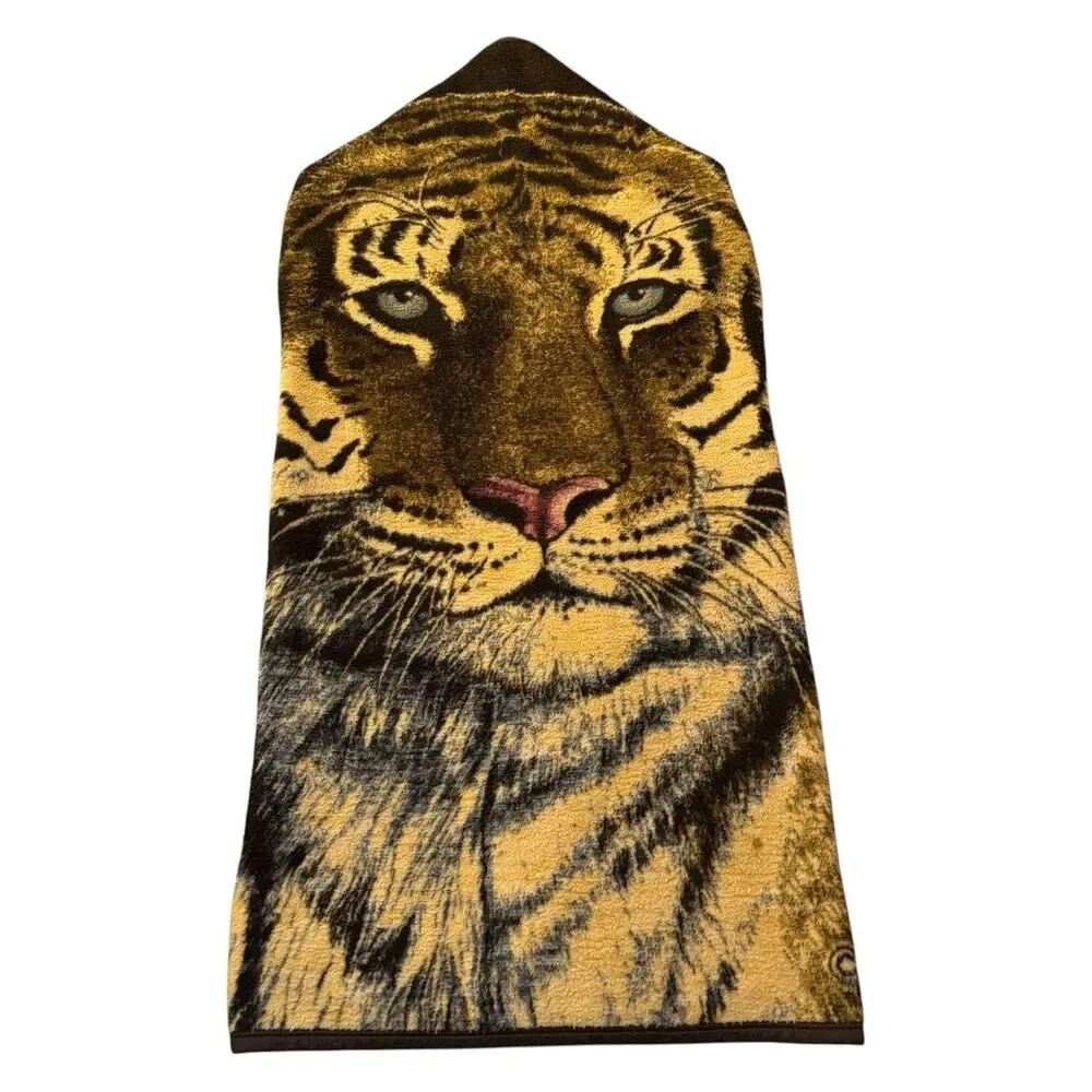 Vintage 90s Biederlack Tiger Blanket Cuddle Wrap Wearable R Hautman Wildlife USA
